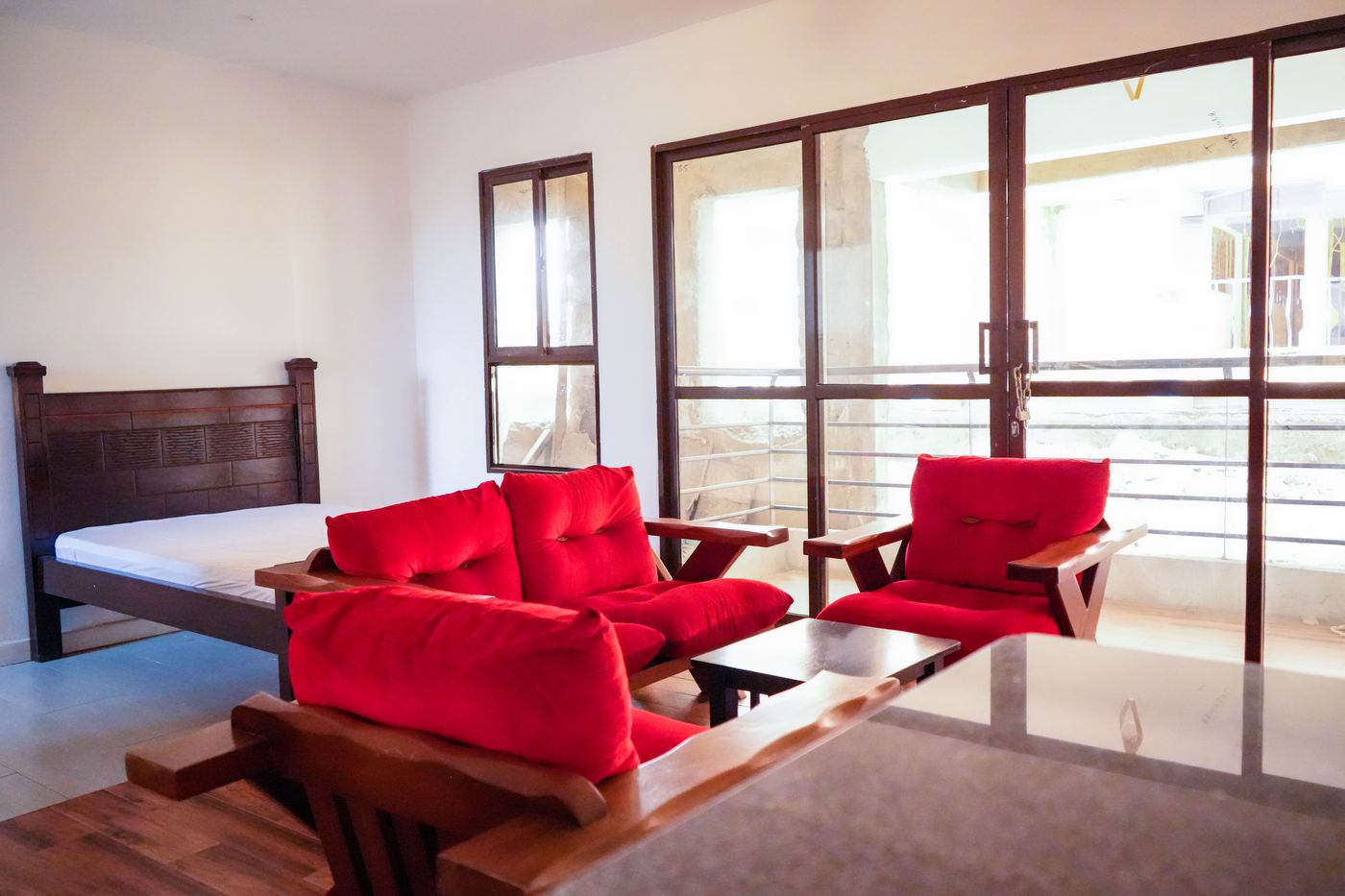 Studio apartment living area at Syrich Château, Nairobi